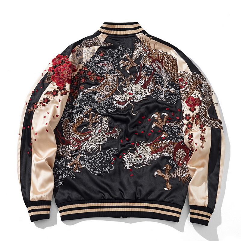 Mens Souvenir Jacket Sukajan REVERSIBLE Japanese Pattern