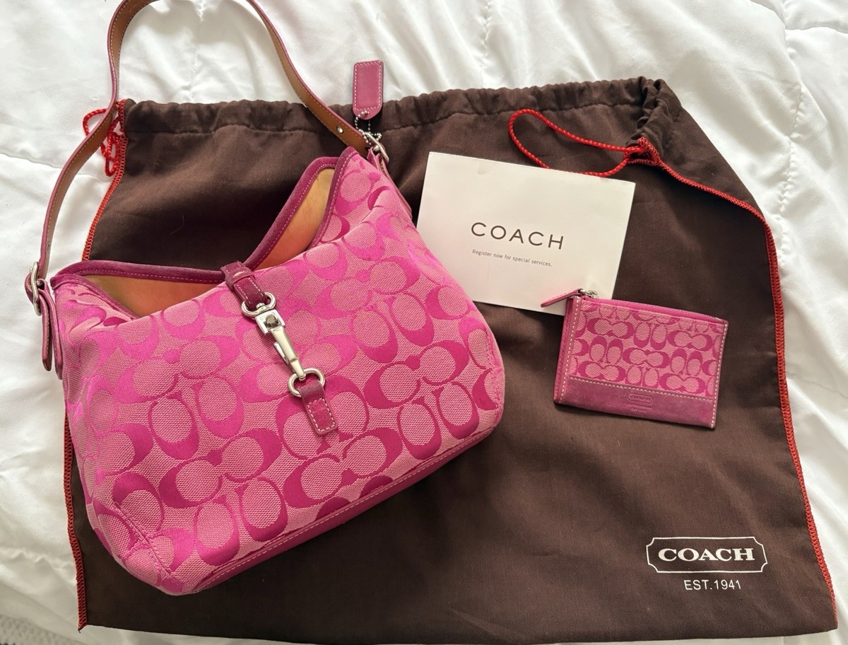 COACH Y2K Pink Hamptons Shoulder Bag 2003 With Matching Wallet