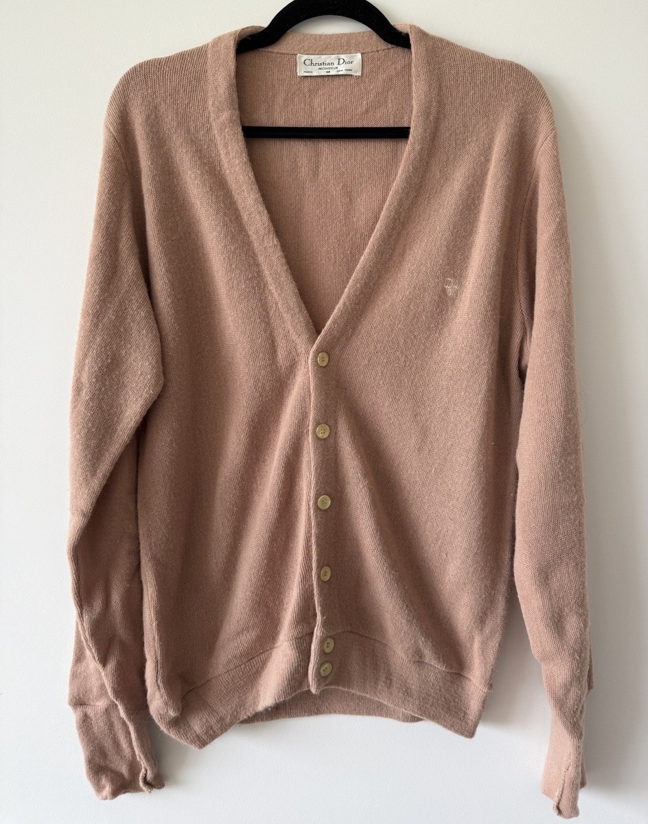 VINTAGE 90s Christian Dior Monsieur Beige Cardigan Men's Sweater