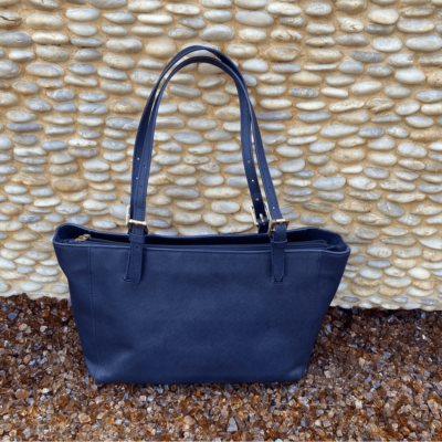 Tory Burch Navy Blue Saffiano Leather Tote Bag | eBay