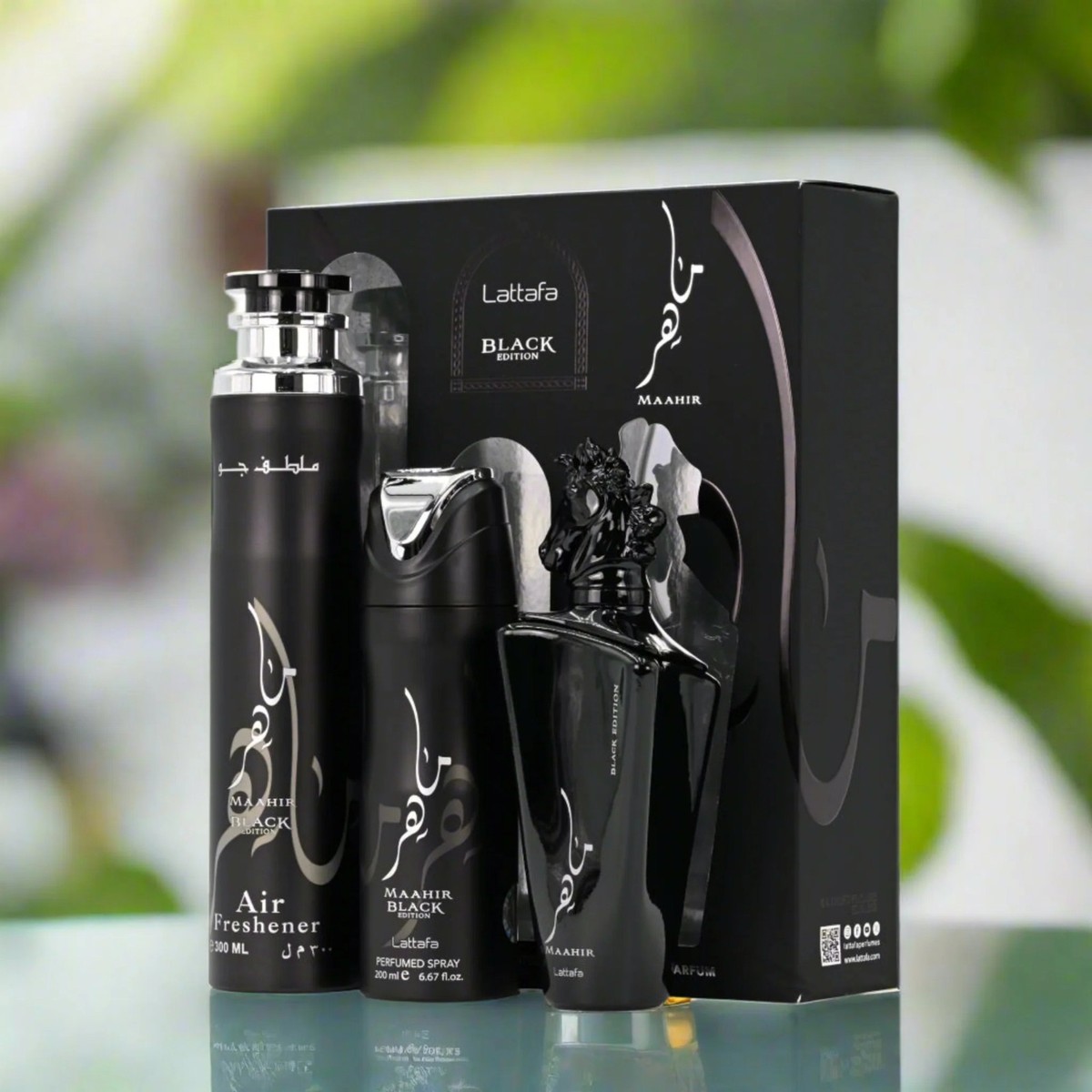 Maahir Black Edition by Lattafa for unisex 3pcs Gift set New in