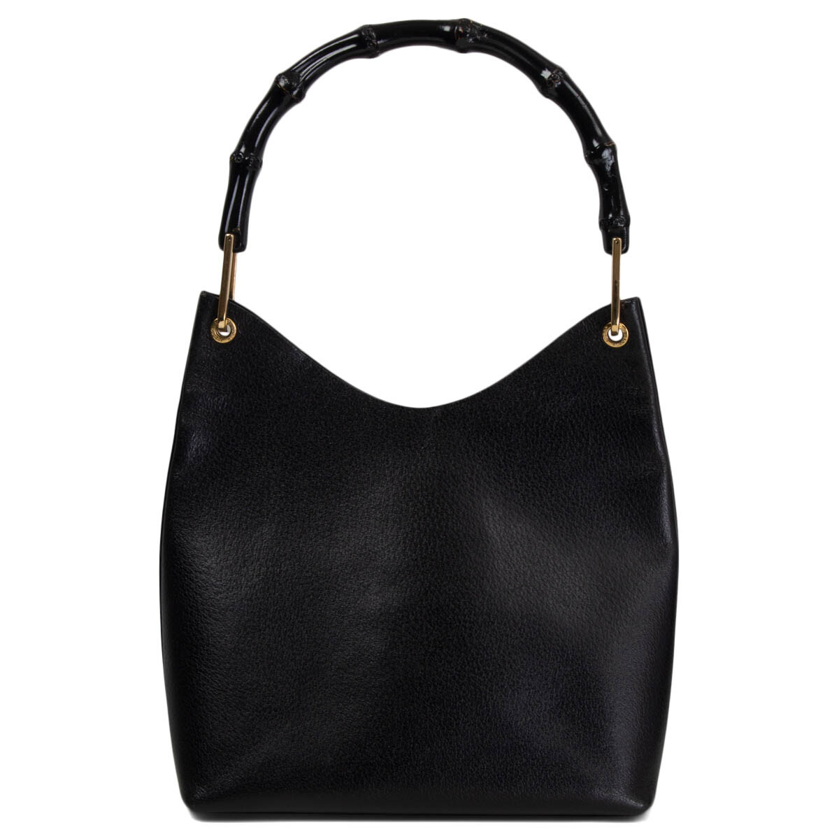64799 auth GUCCI black leather BAMBOO HANDLE Hobo Shoulder Bag | eBay