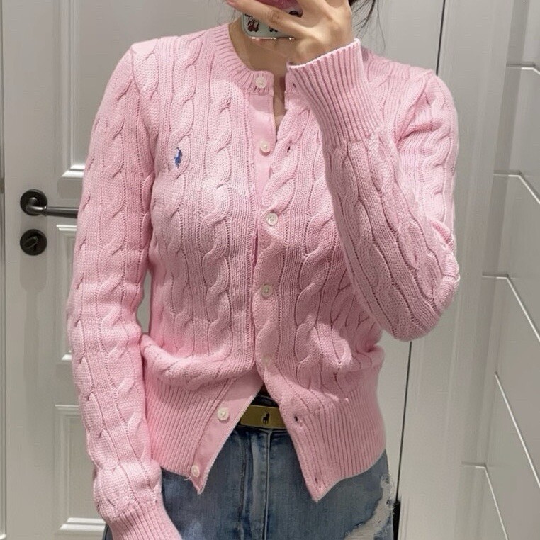 NEW POLO RALPH LAUREN Women's Cable-Knit Cotton Crewneck Cardigan