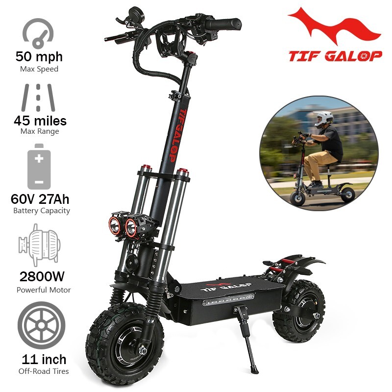T88 Dual Motor 2800W 60V 27AH Scooter Electric Adult 50 MPH With