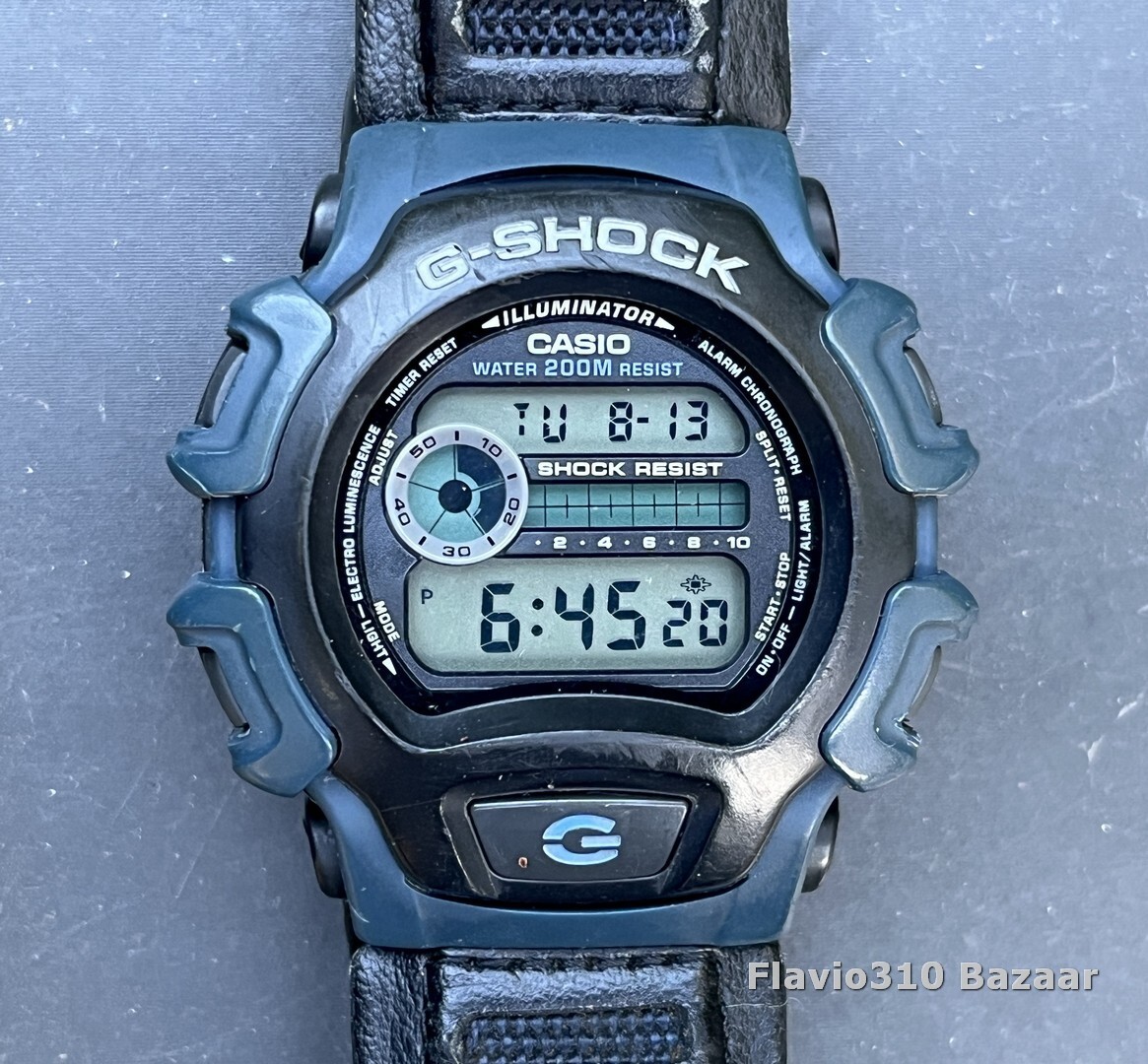 1998 Classic Casio G-SHOCK DW-004 (1659) Black & Blue 43mm Watch