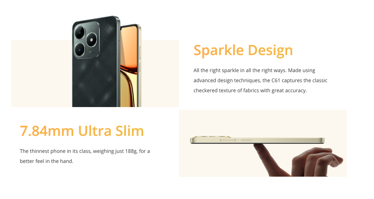 Realme C61 4G LTE Sparkle Gold - 8GB RAM - 256GB ROM - Unlocked