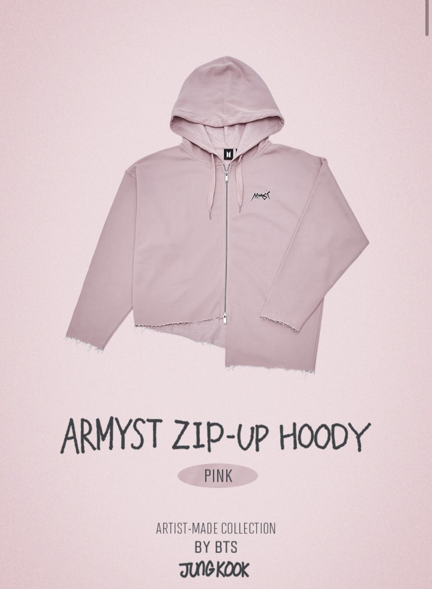 BTS JUNGKOOK ARMYST ZIP-UP Hoody Artist Made Hoodie Pink Yellow