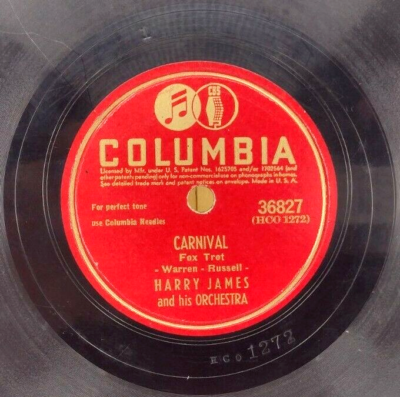 78 RPM Harry James Columbia Carnival 11:60 PM 36827 Fox Trot *ec