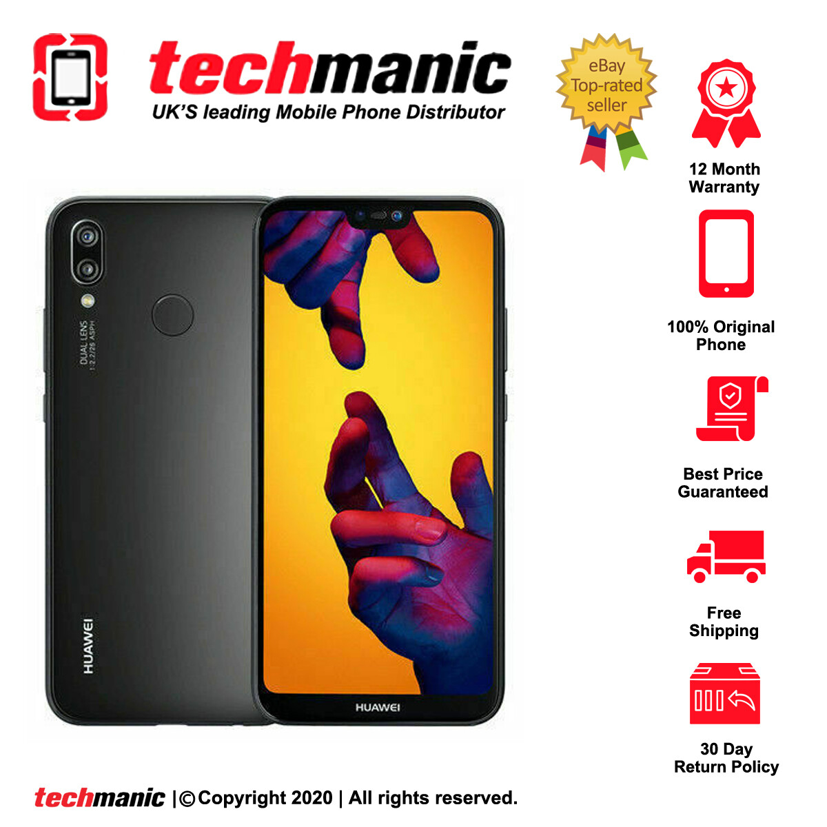 Huawei P20 lite - 64GB - Midnight Black (Unlocked) Smartphone