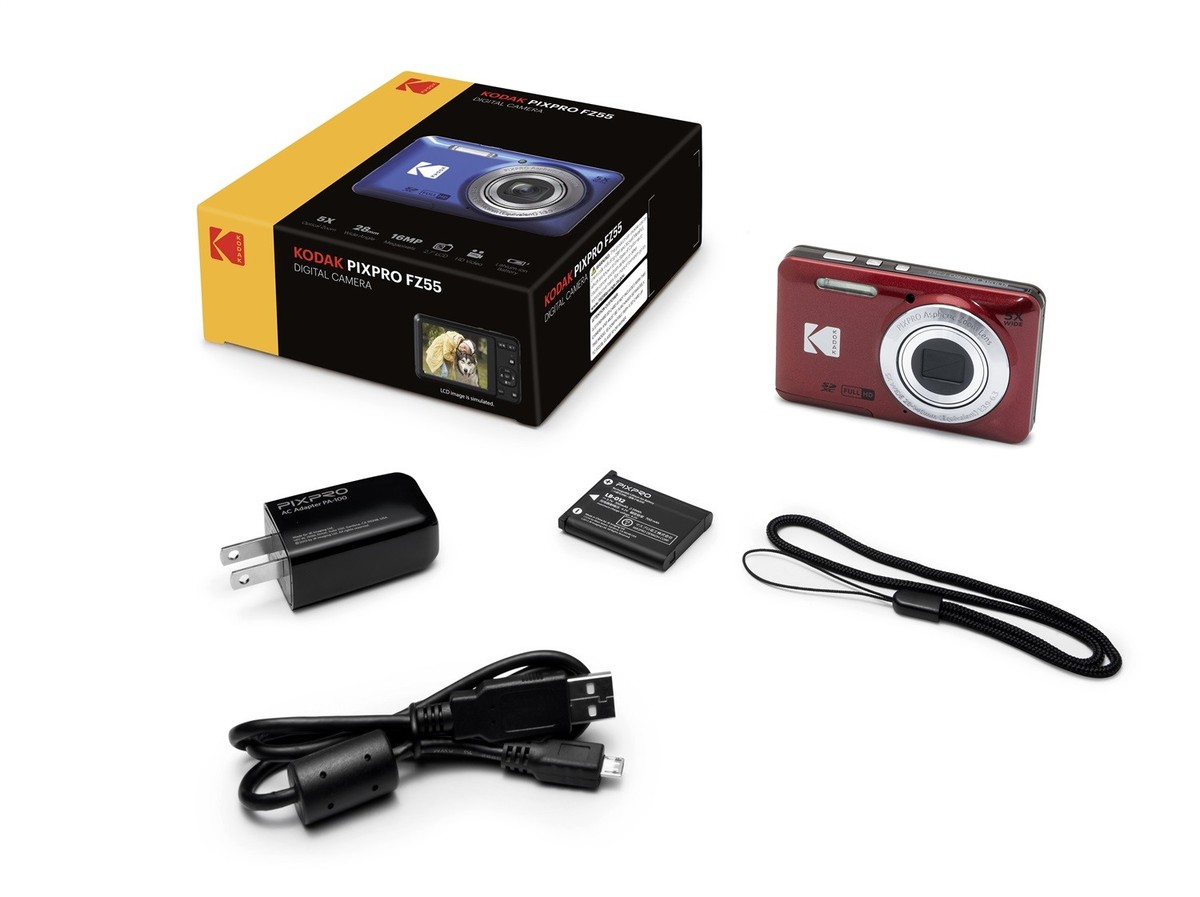 Kodak PIXPRO FZ55 Digital Camera (Red) + Black Point & Shoot