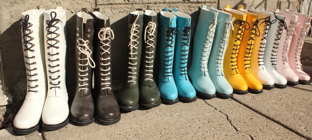 ILSE JACOBSEN HORNBAEK RUB 1 TALL LACED RAIN BOOTS SIZES 37-42 NEW