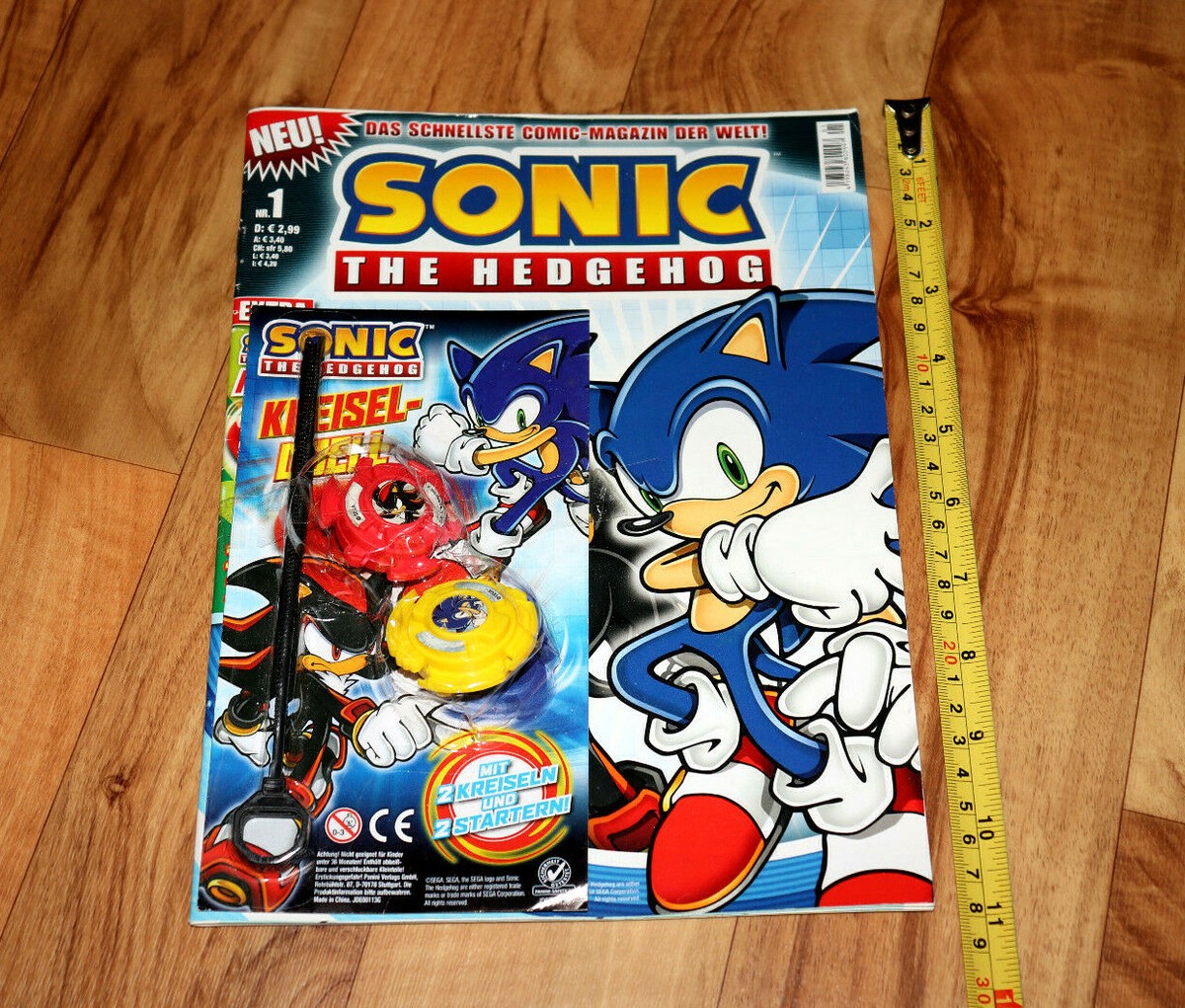 Sonic the Hedgehog Very Rare Nr. 1 Comic Magazine With Bonus Items
