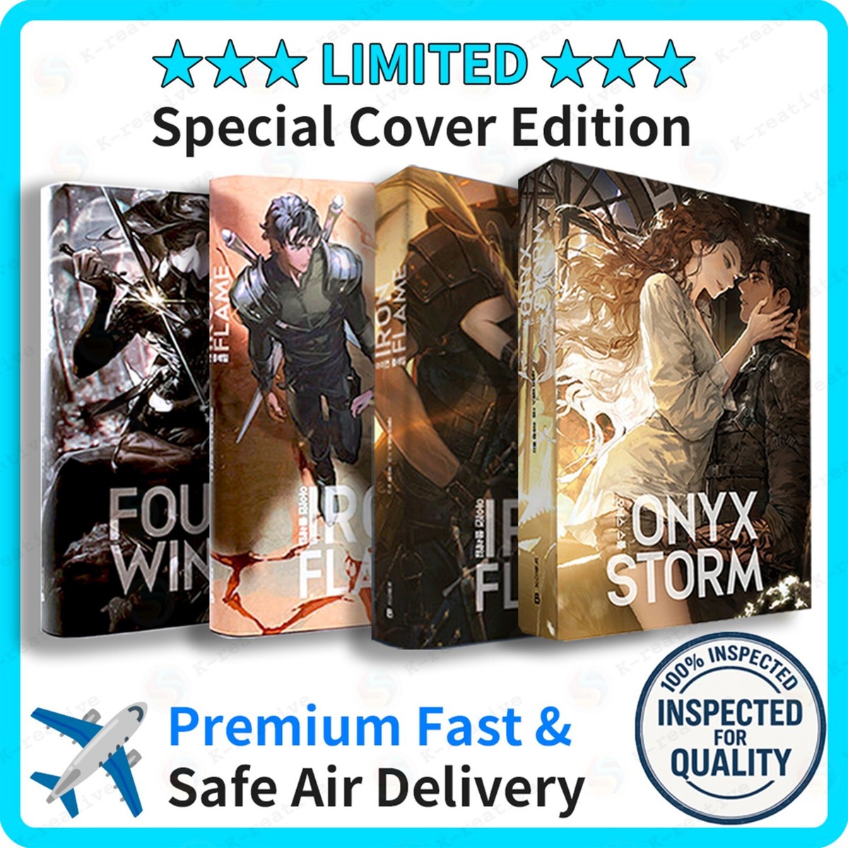 Fourth Wing + Iron Flame 1, 2 + Onyx Storm 1 (Korean) Set