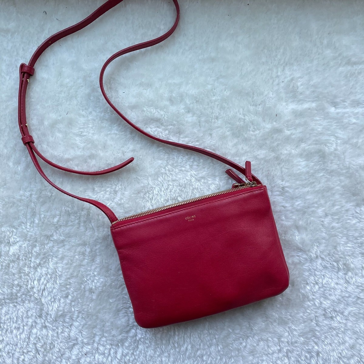 CELINE Small Red Trio Crossbody Bag - MINT condition. 100
