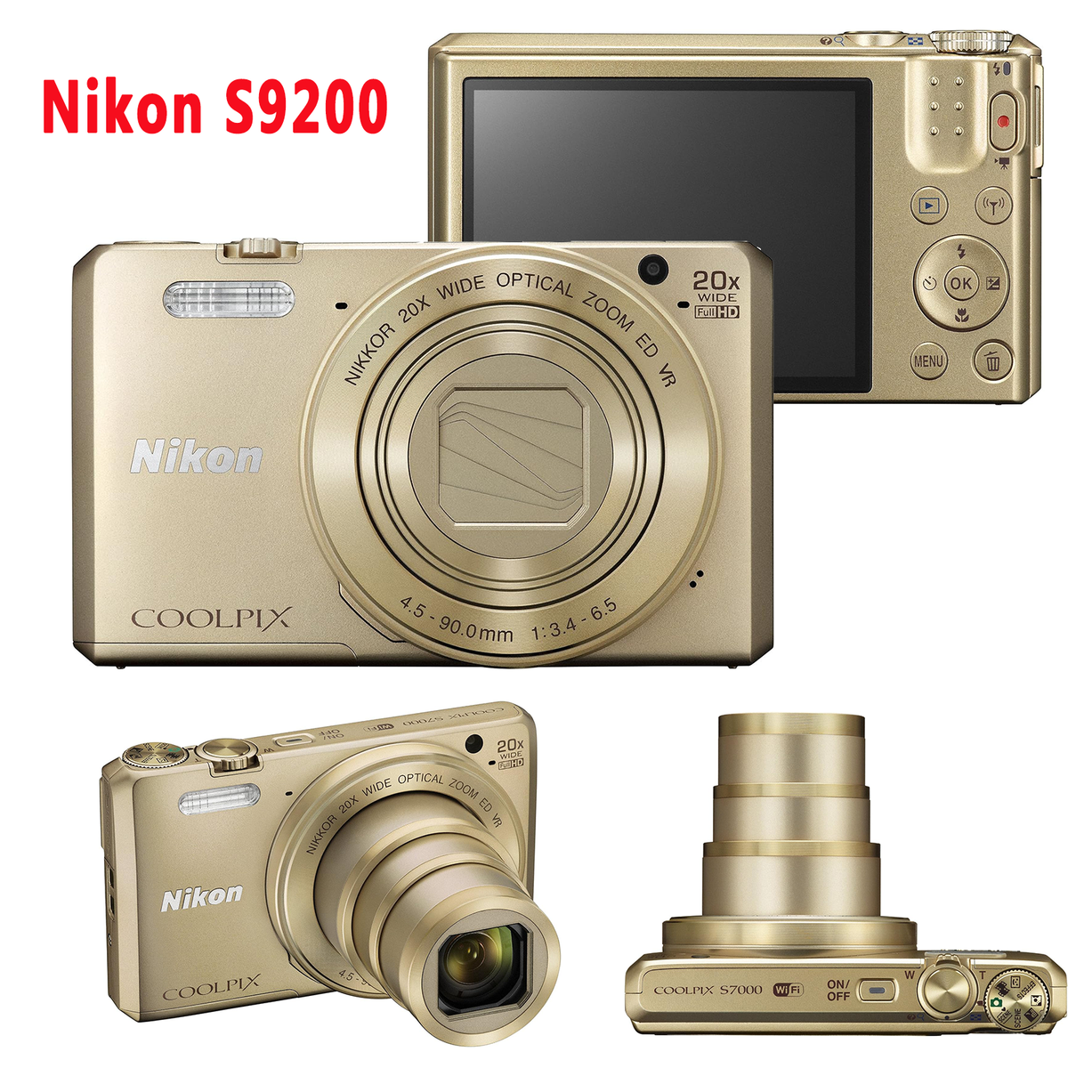 Nikon COOLPIX S7000 16.0MP 20X Zoom Compact Digital Camera Gold