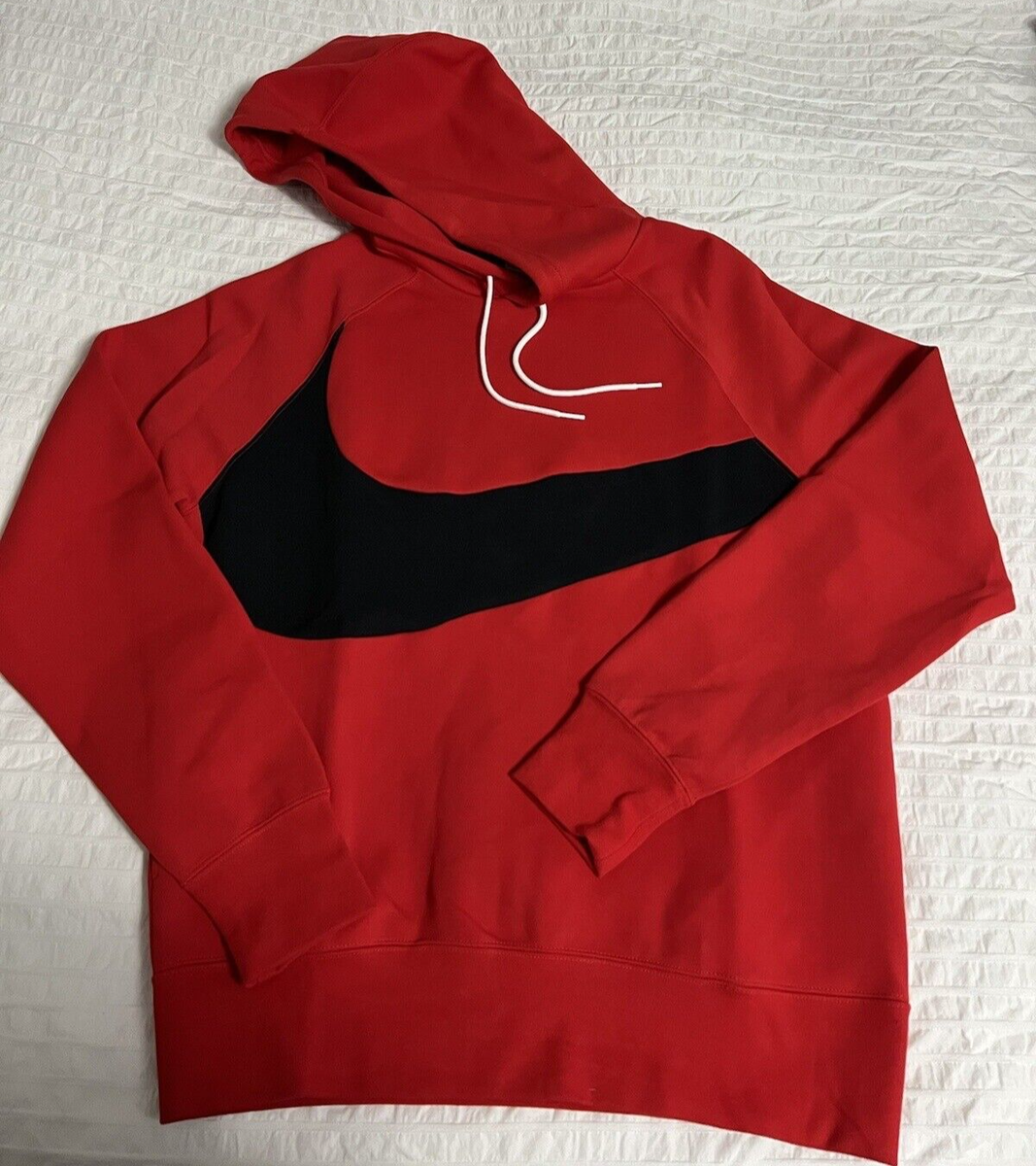 Men's Nike Tech Fleece Big Swoosh Size Medium Red Pullover Hoodie