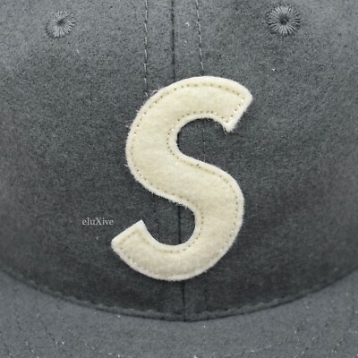 NWT Supreme Ebbets Field Flannels Gray Wool S Logo Fitted Hat