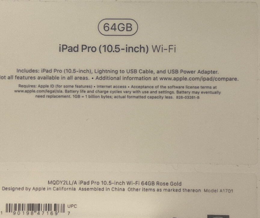 Apple iPad Pro 10.5-inch Tablet (Wi-Fi ) A1701 64GB/Rose Gold