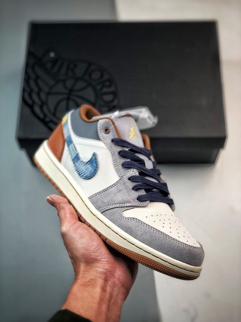 Size 10.5 - Air Jordan 1 SE Low Repaired Denim Swoosh for sale
