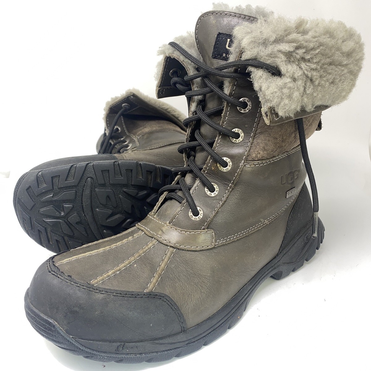 UGG Butte Lace Up Winter Snow Boots Men's Sz 9.5 M Brown Leather