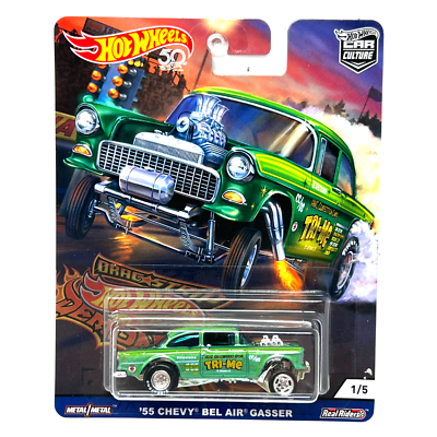 Hot Wheels Drag Strip Demons '55 Chevy Bel Air Gasser Real Riders