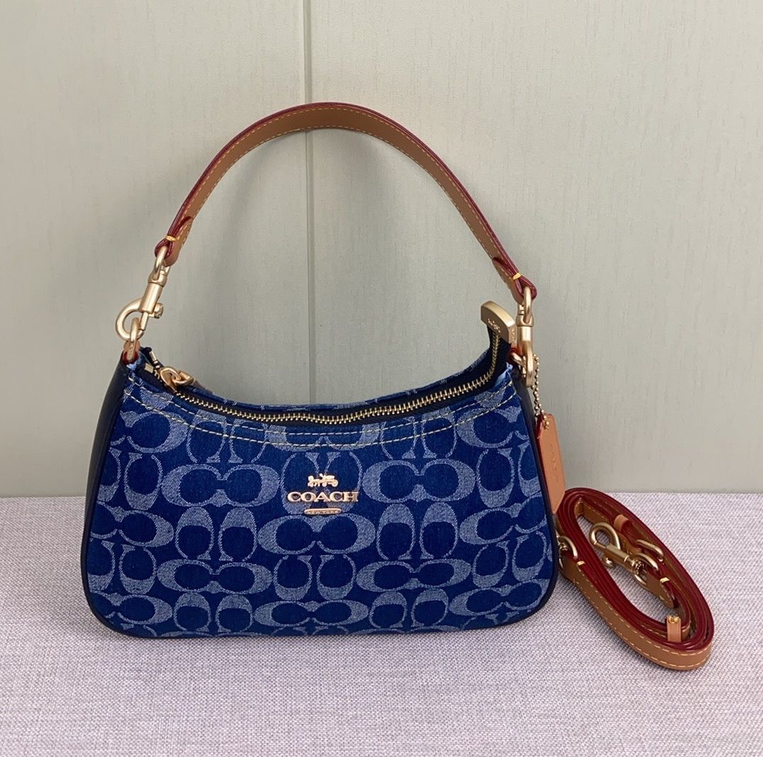 COACH CAF82 Teri Shoulder Crossbody Bag Signature Denim Blue