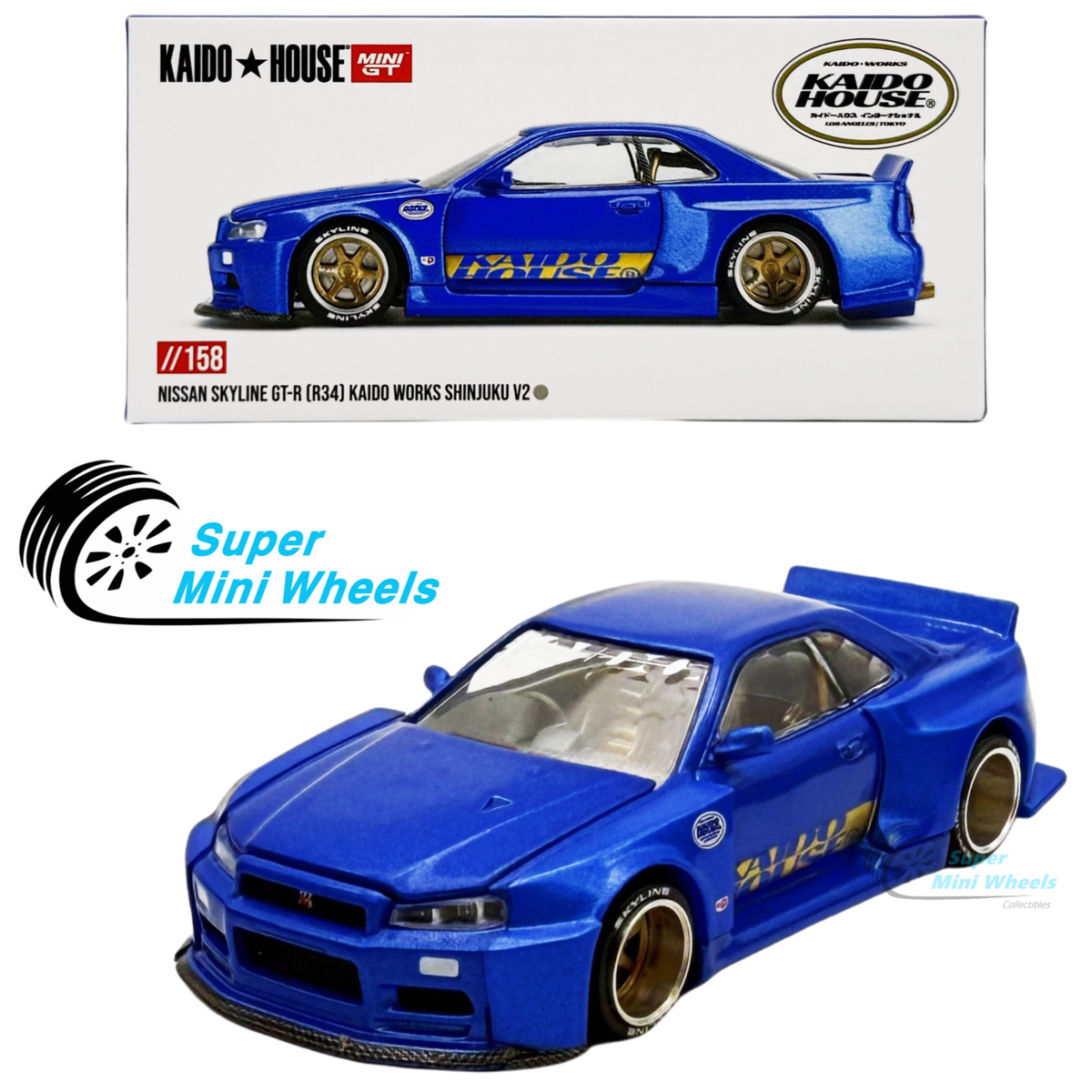 Mini GT x Kaido House 1:64 Nissan GT-R (R34) Kaido Works (V2 Aero