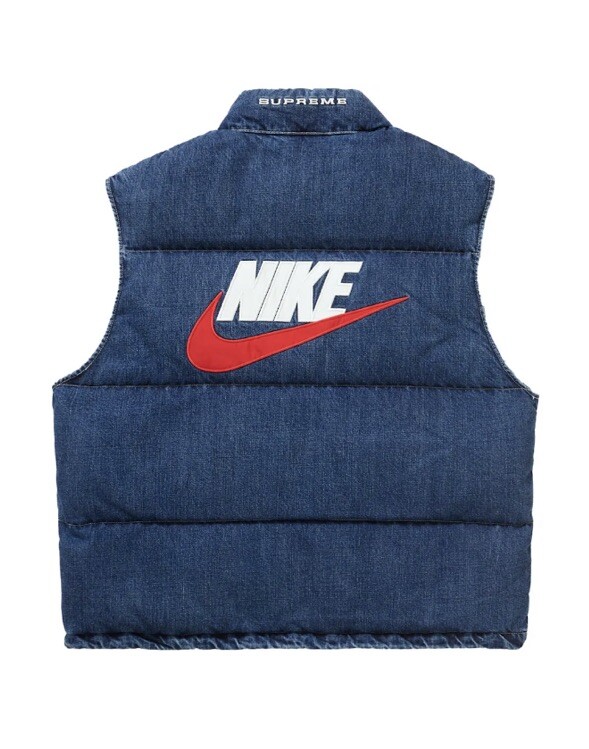 Supreme Nike Blue Denim Puffer Vest Mens XL FQ0323-451 Brand New