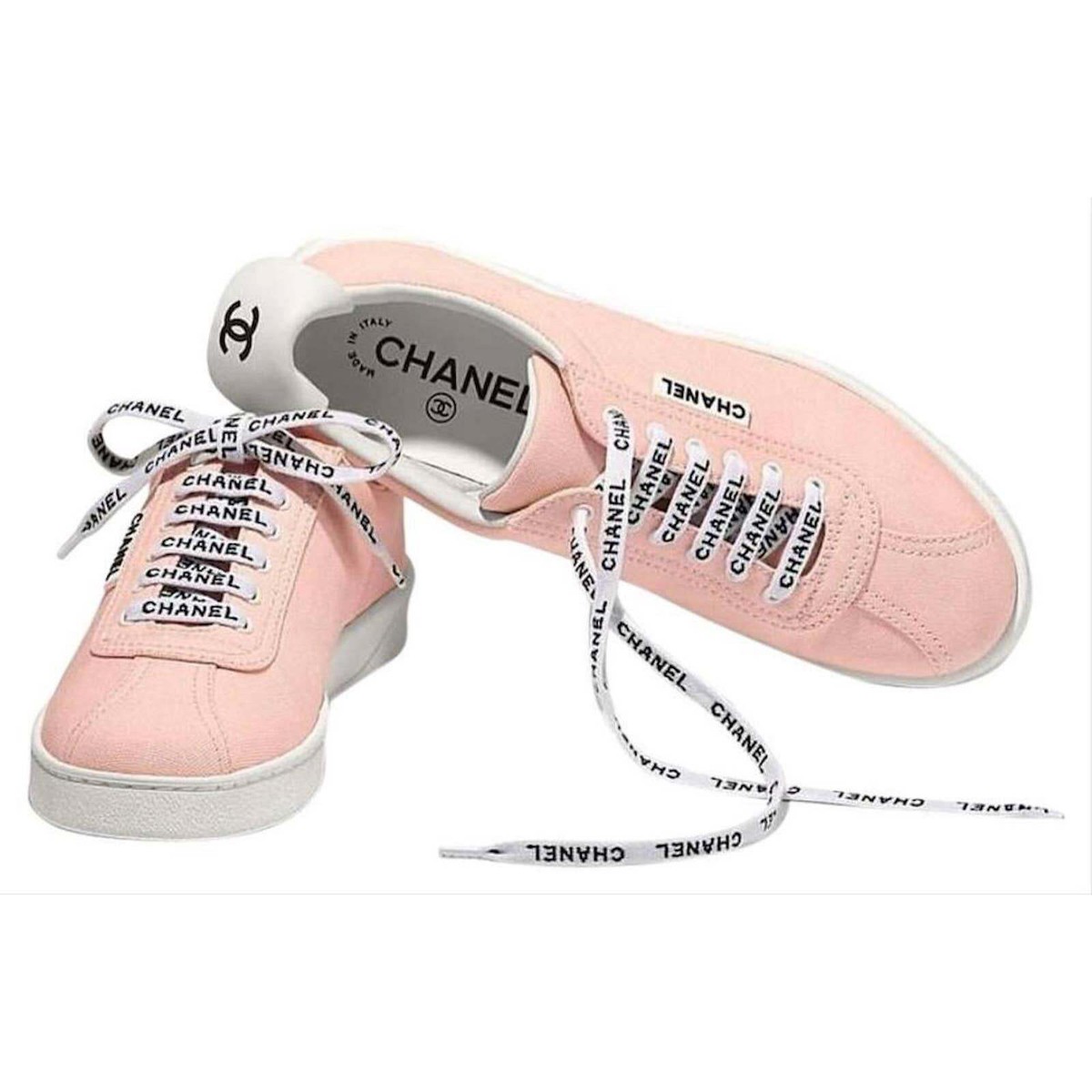Chanel 19C Weekender Pink Canvas Logo Lace Low Flat Runner Trainer