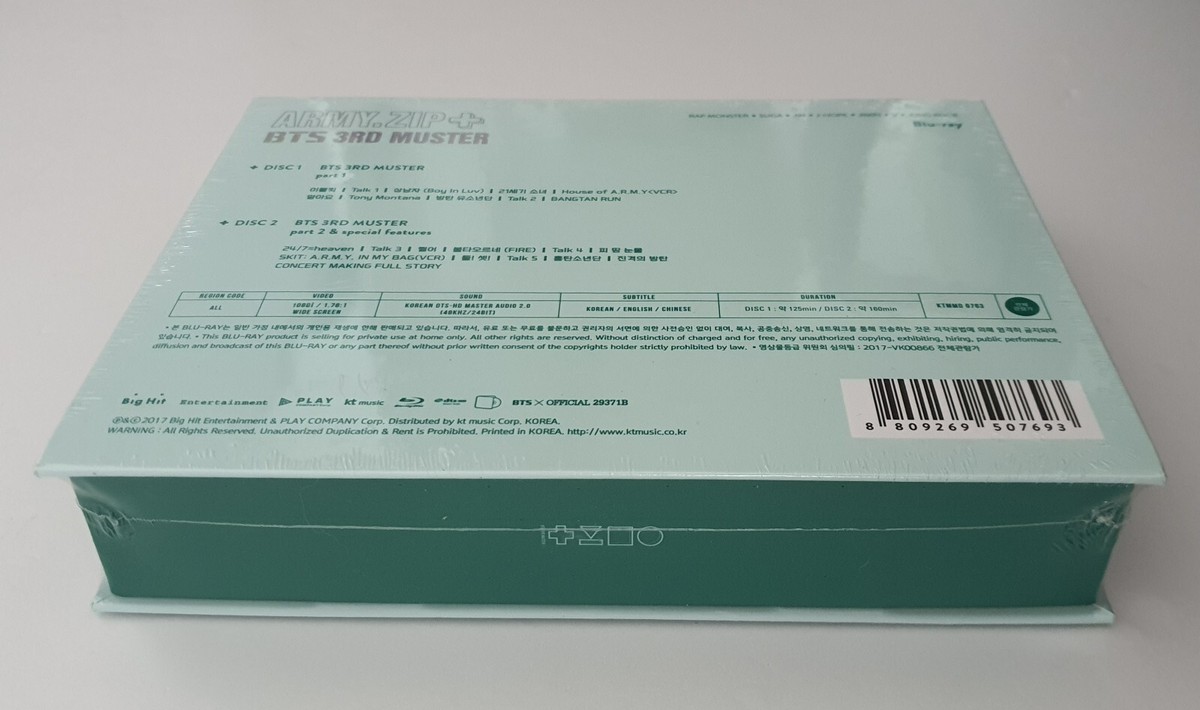 BTS Official 3rd Muster Blu-ray Army.Zip Full Set Sealed Rare +