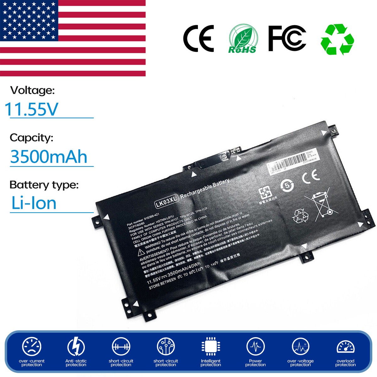 Battery for HP ENVY X360 17t-ce100 15-cn0xxx 15-cn1xxx 17m-ae0xx