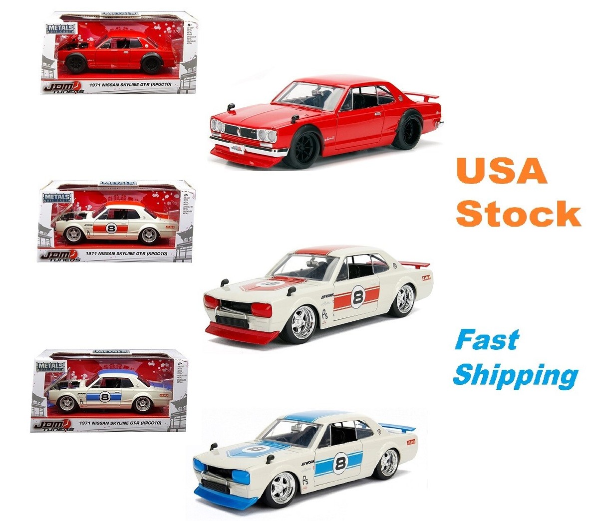 1971 Nissan Skyline GT-R (KPGC10) JDM Tuners Jada Metals1:24, 8