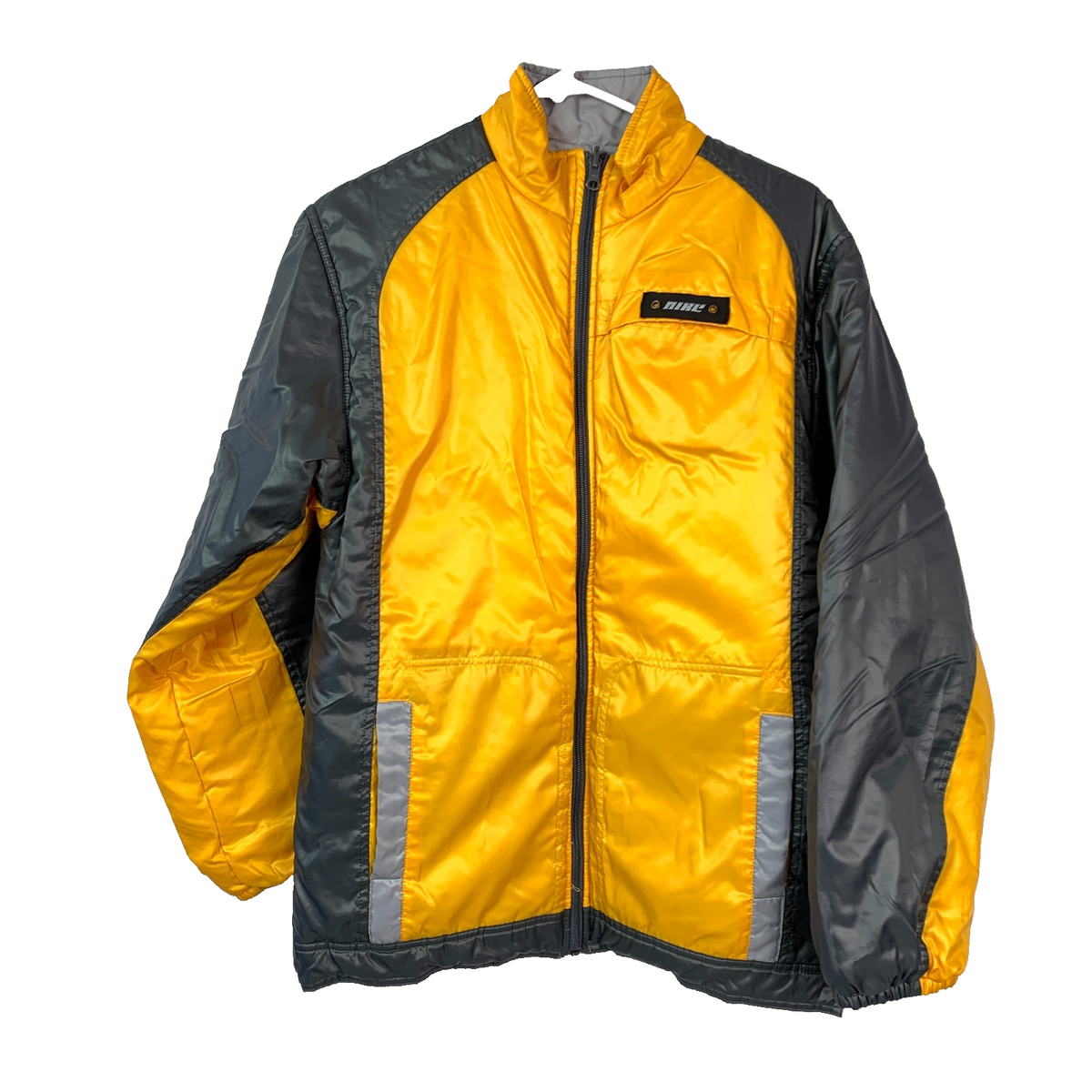 Vintage 90s Nike Gray Black Yellow Gold Reversible Jacket Size