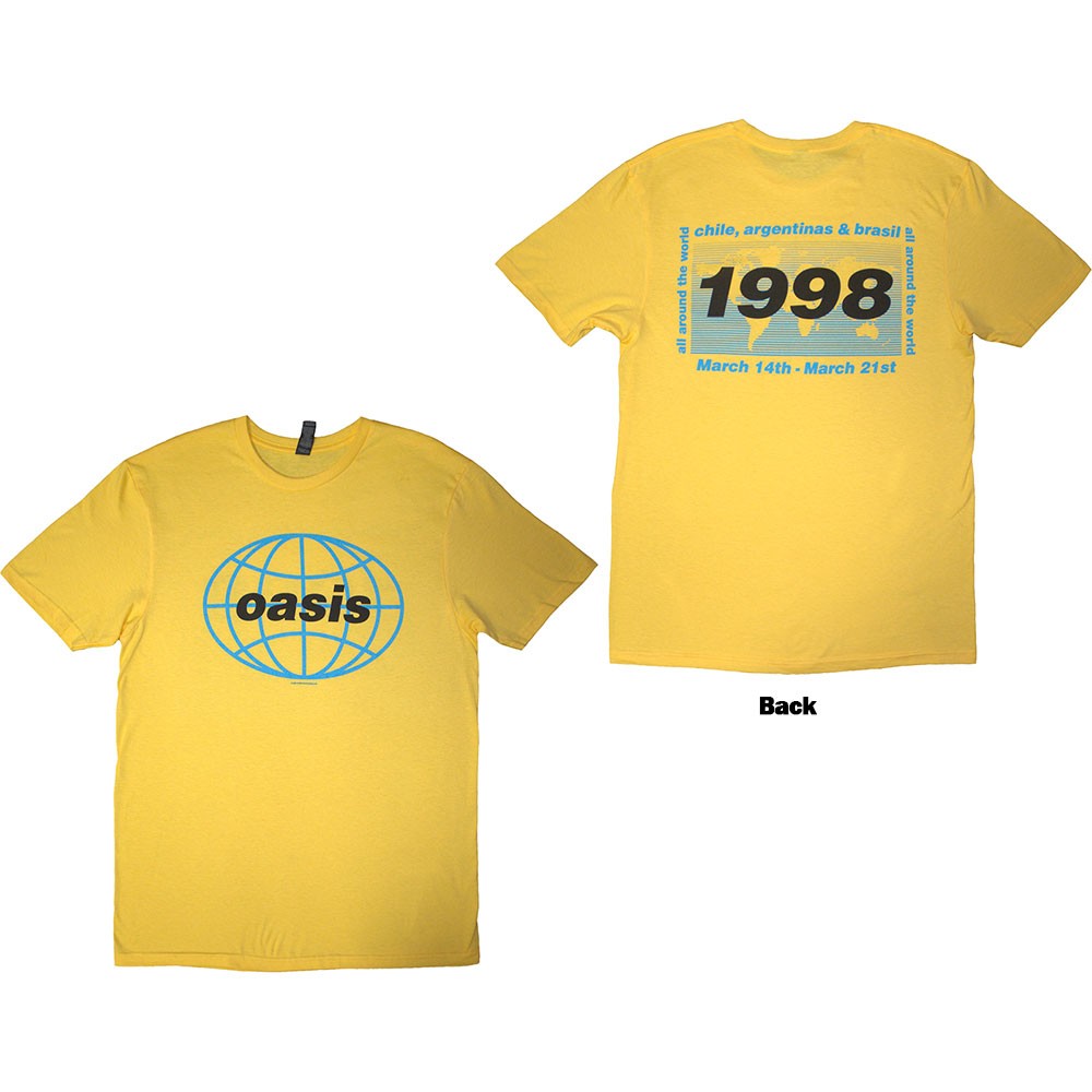 Oasis 1998 World Tour - South America T-Shirt Yellow New | eBay