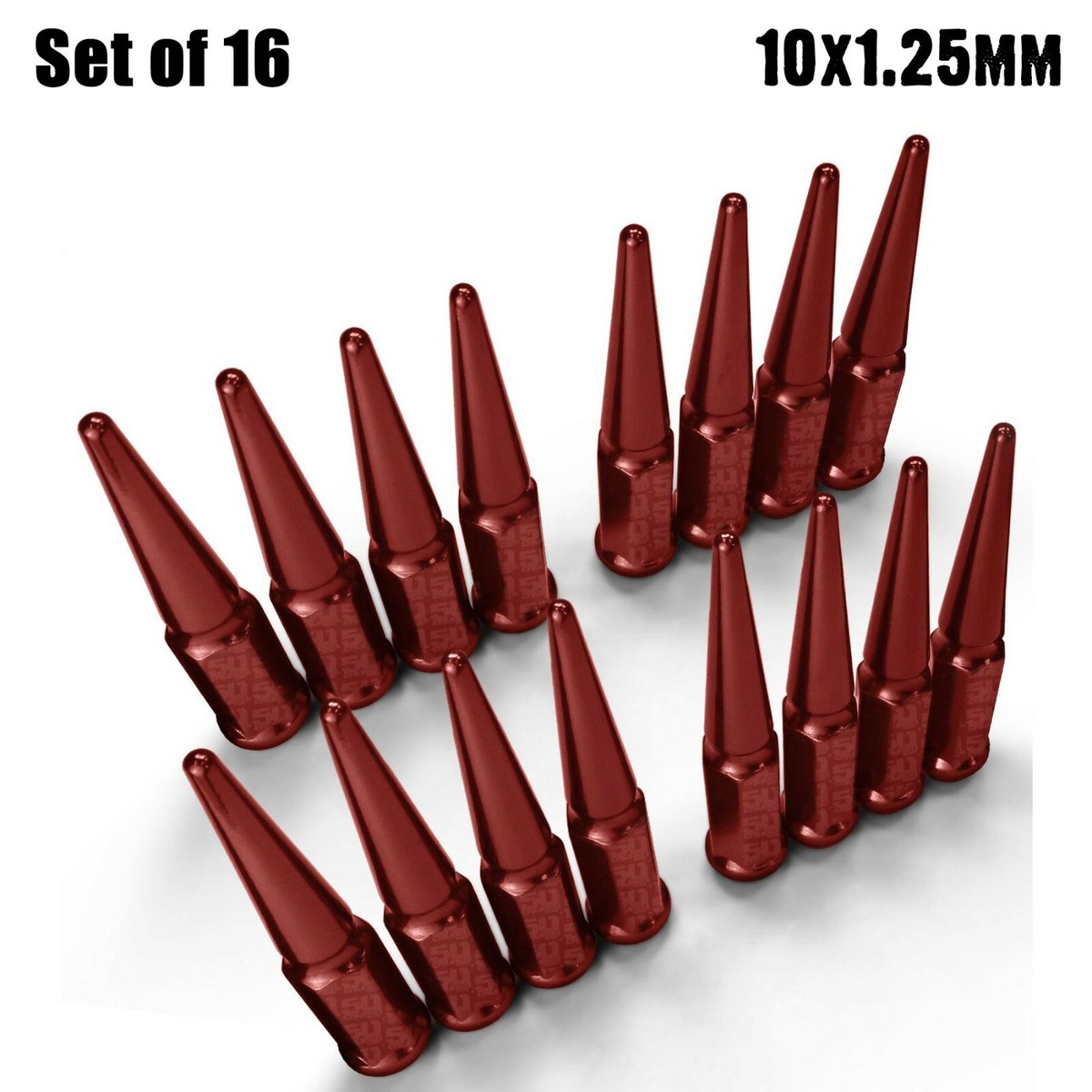 Red Long Steel Spike Lug Nuts - 10x1.25 ATV Can-Am Yamaha Honda