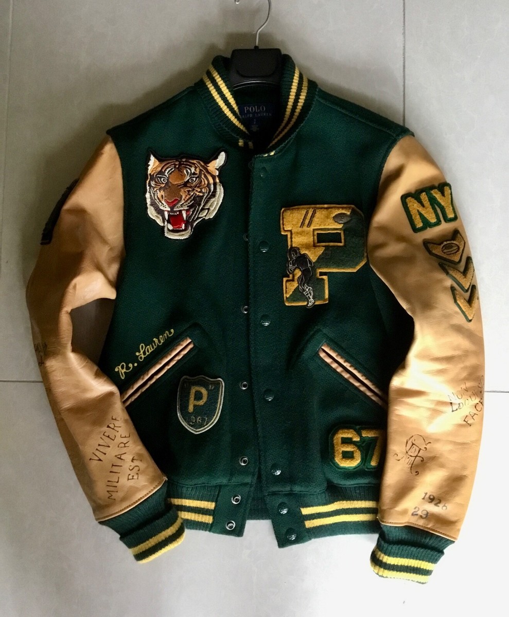 Polo Ralph Lauren P Wing Tiger Letterman Varsity Leather Jacket