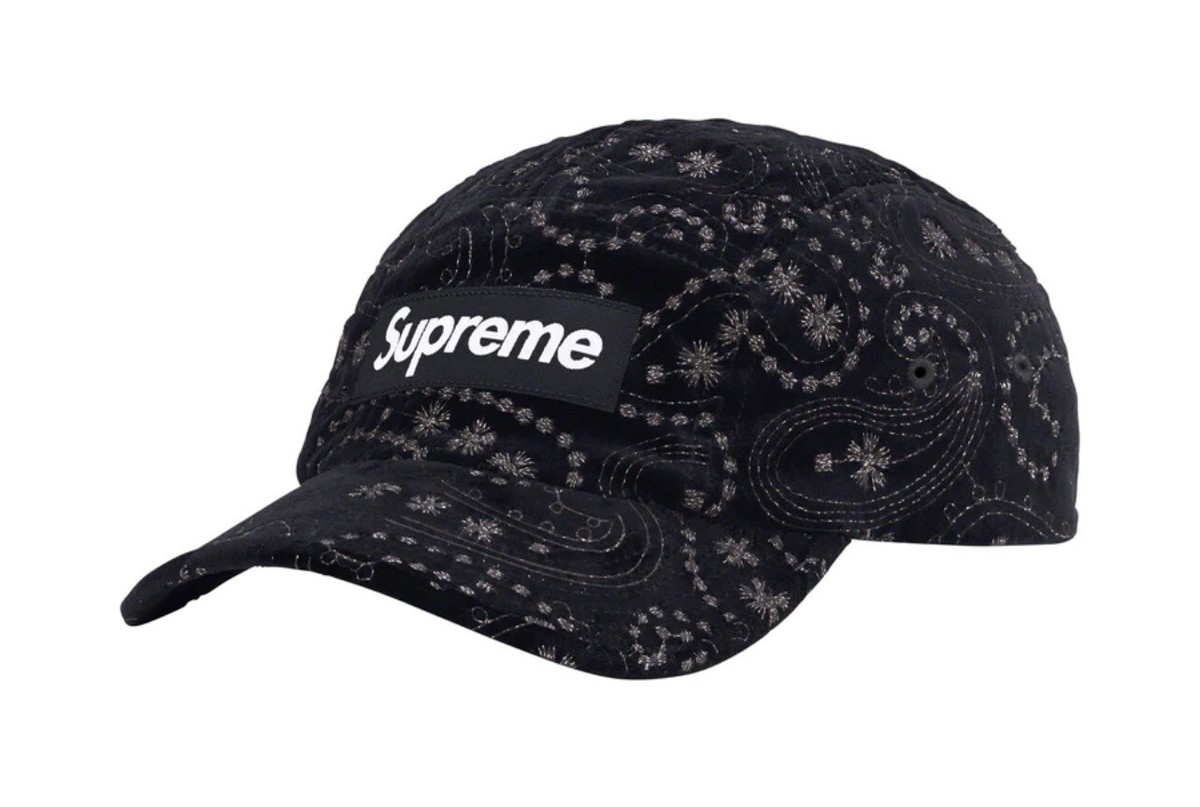 Supreme Velvet Paisley Camp Cap Black FW23 BRAND NEW In Hand | eBay