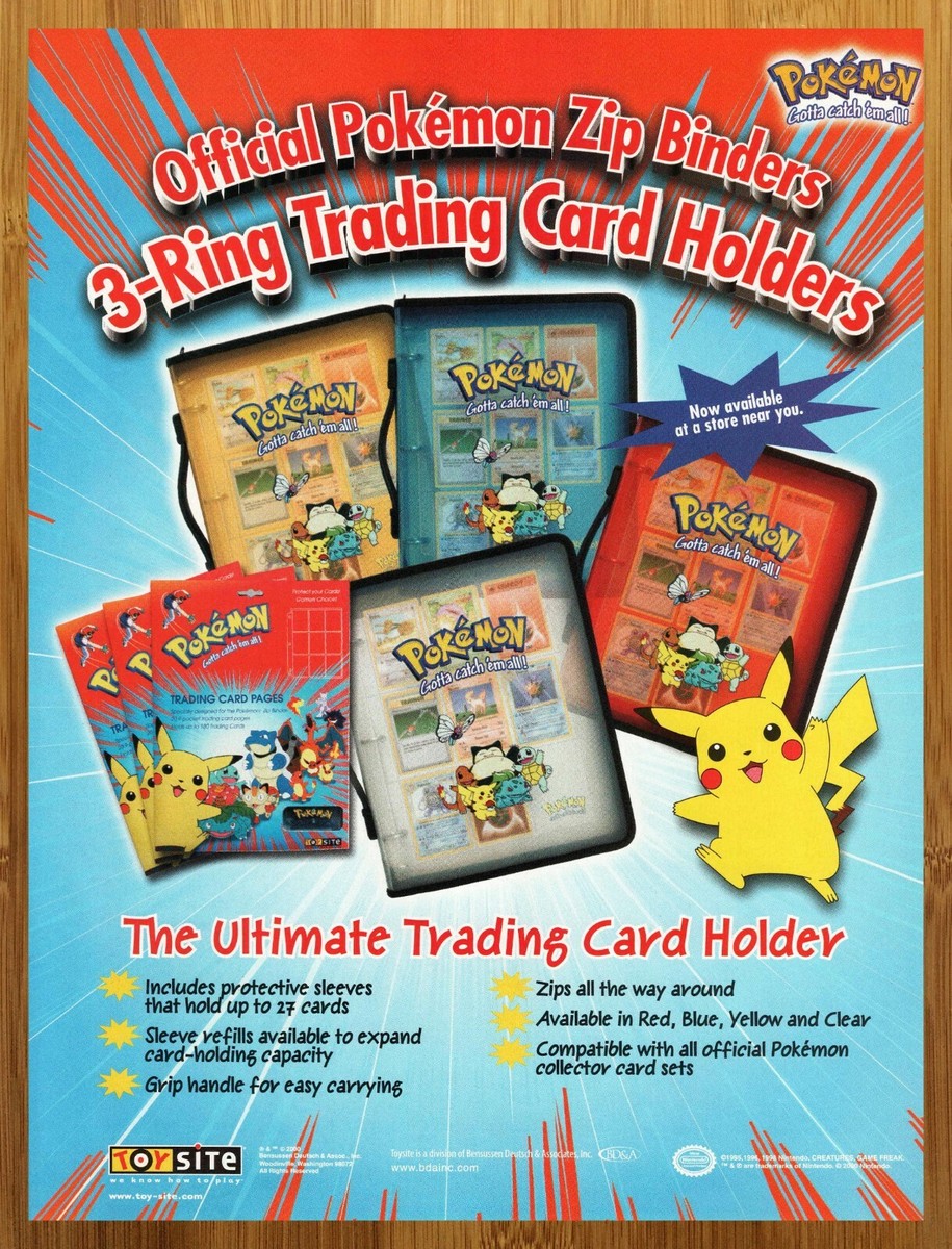 2000 Pokemon TCG Trading Cards Zip Binders Print Ad/Poster