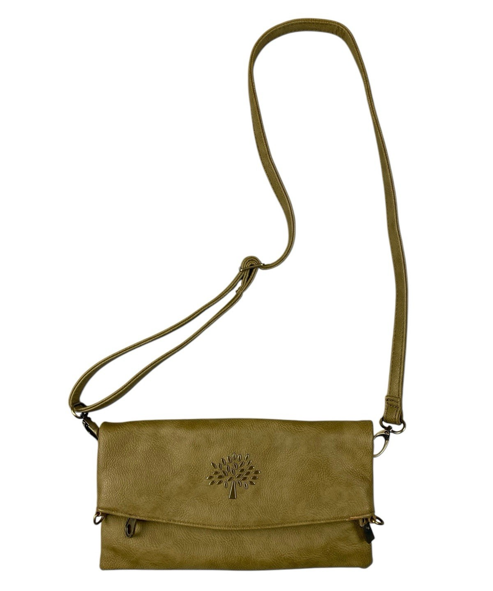 Mulberry Crossbody Clutch Purse Leather Handbag Beige Tree