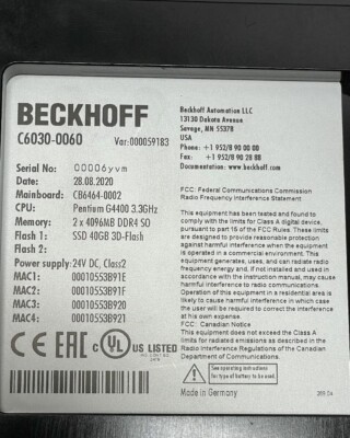 Beckhoff C6030-0060 Ultra-compact Industrial PC | eBay