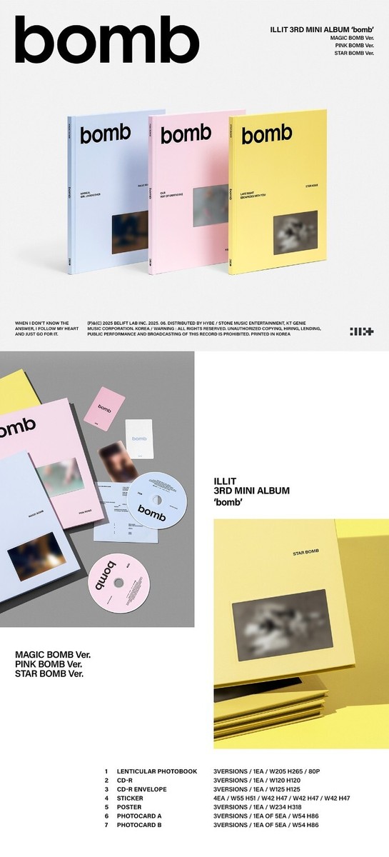 ILLIT 3rd Mini Album bomb MAGIC BOMB Ver. CD+80p Book+P.Card+