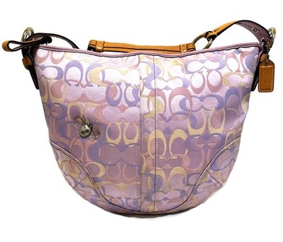RARE Coach Y2K Optic Purple Signature C Gray Bumble Bee Large Hobo