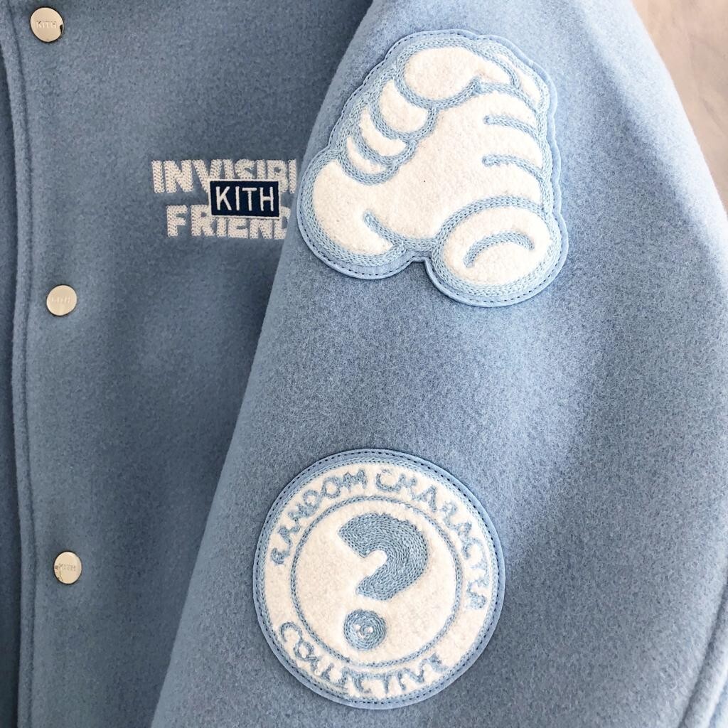 KITH x Invisible Friends Size M - Wool Varsity Jacket Blue NWT | eBay