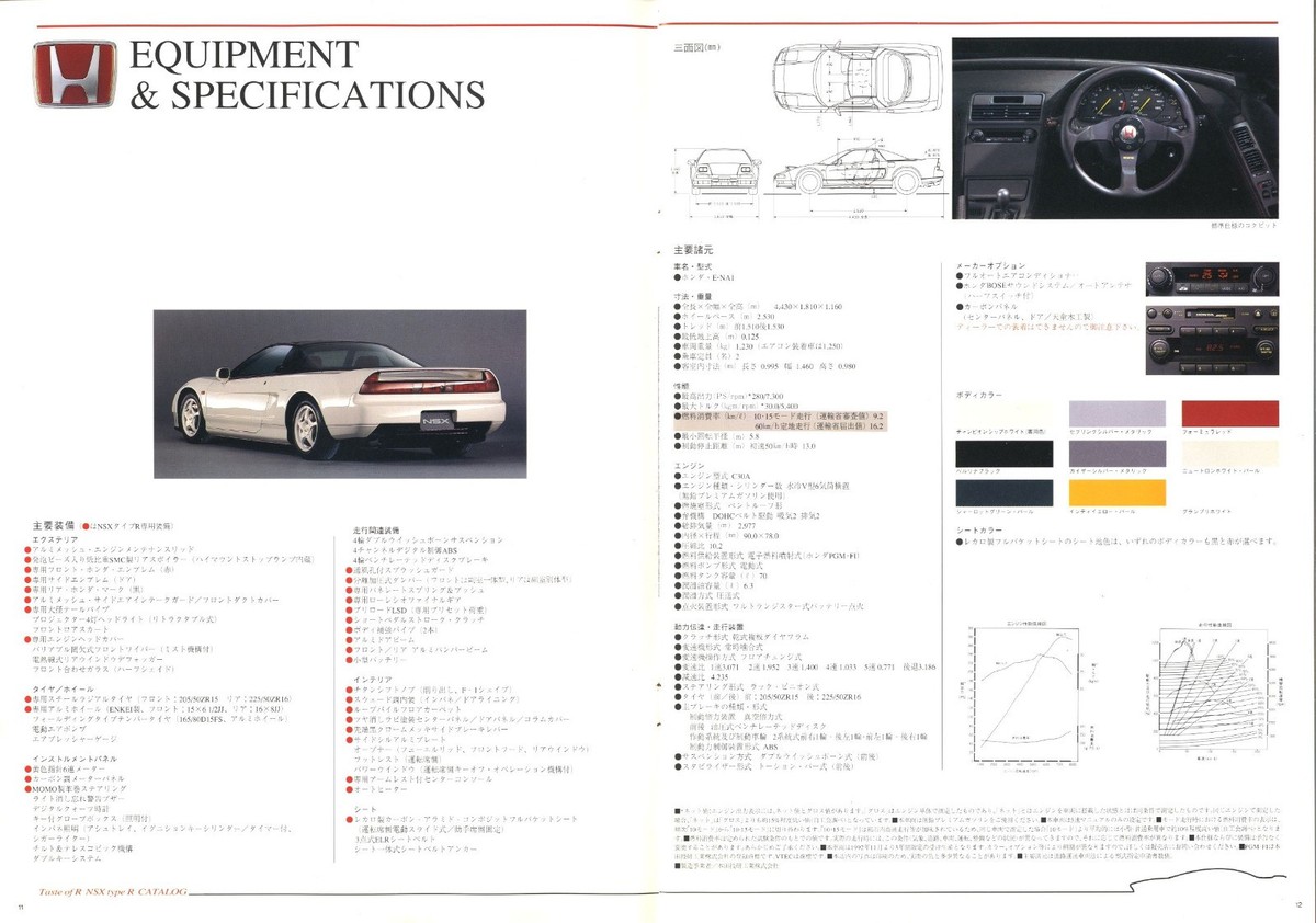 Catalog] NSX press vol.9 Honda NSX-R catalog NA1 1992 C30A type R