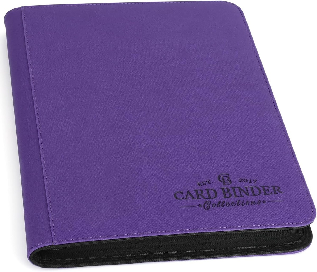 Purple 9 Pocket Card Binder Premium Zip Trading 540 Double Sided