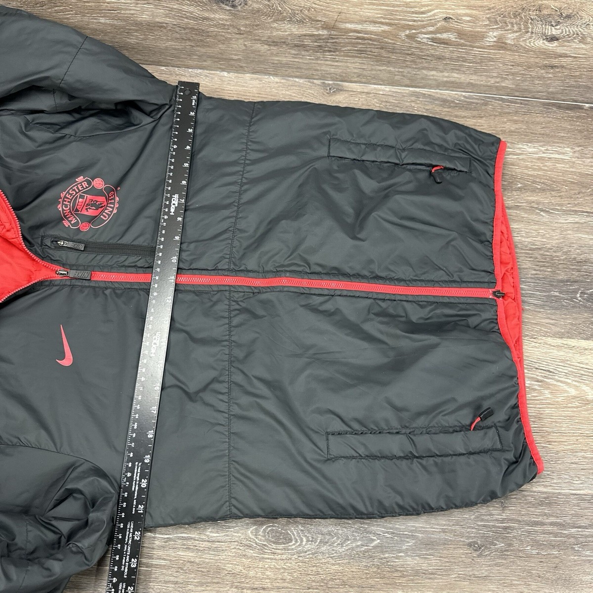 NIKE Manchester United Reversible Red Black Hooded Puffer Jacket