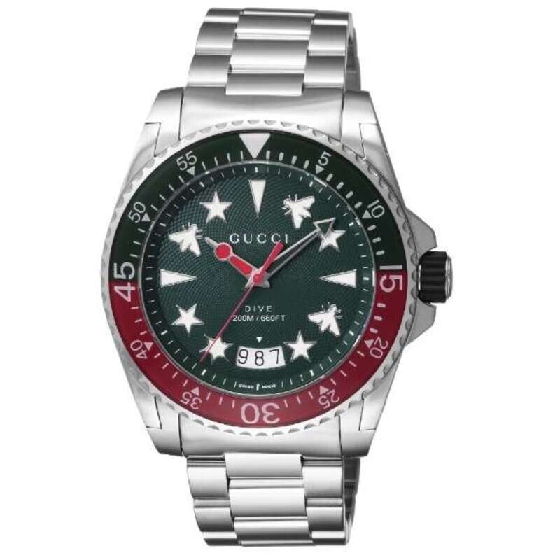 Gucci Dive YA136222 Green Dial Quartz Men's Watch New + Box