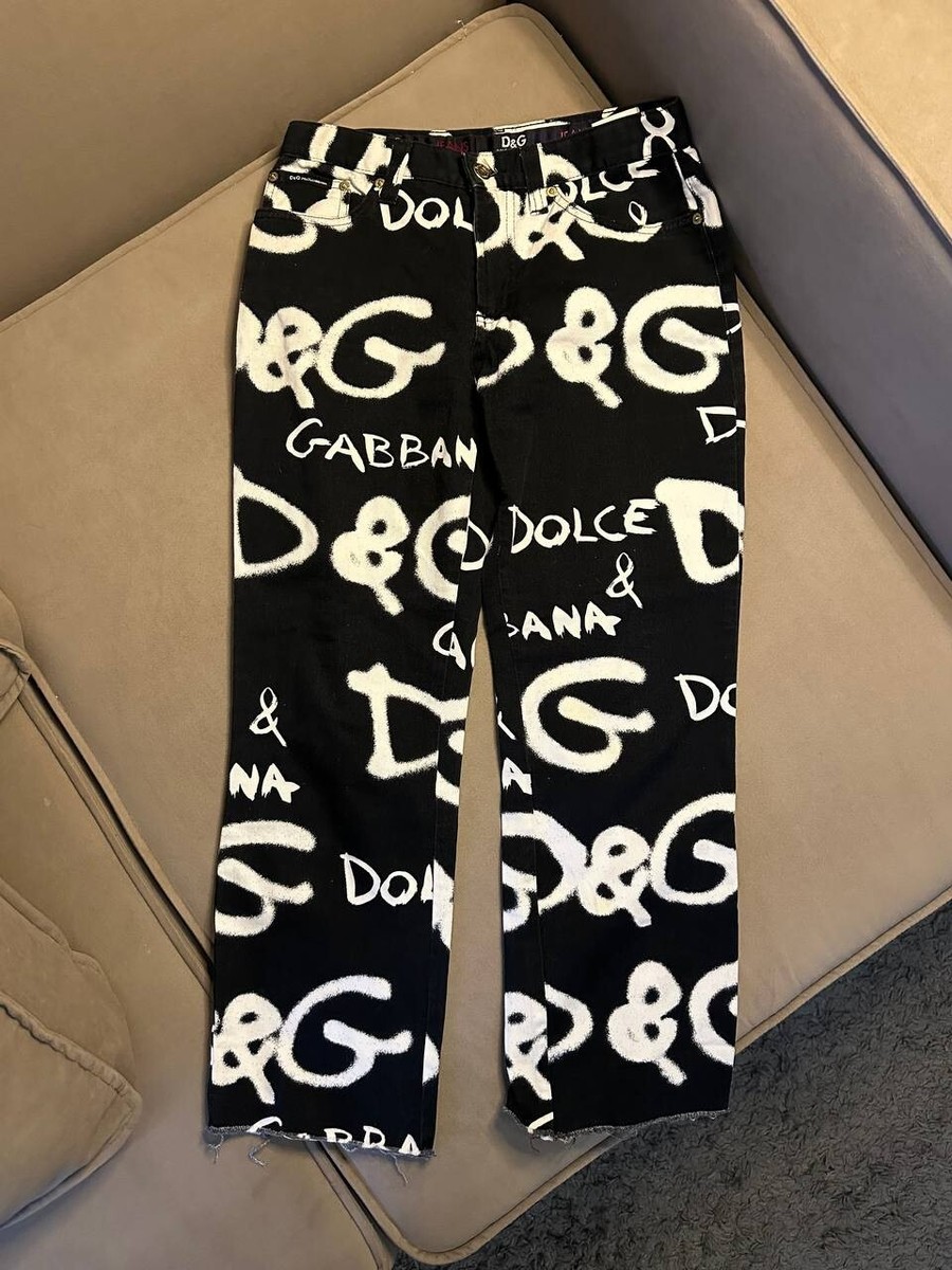 Vintage D&G Dolce & Gabbana Graffiti Jeans Y2K ITALY Rare Size S