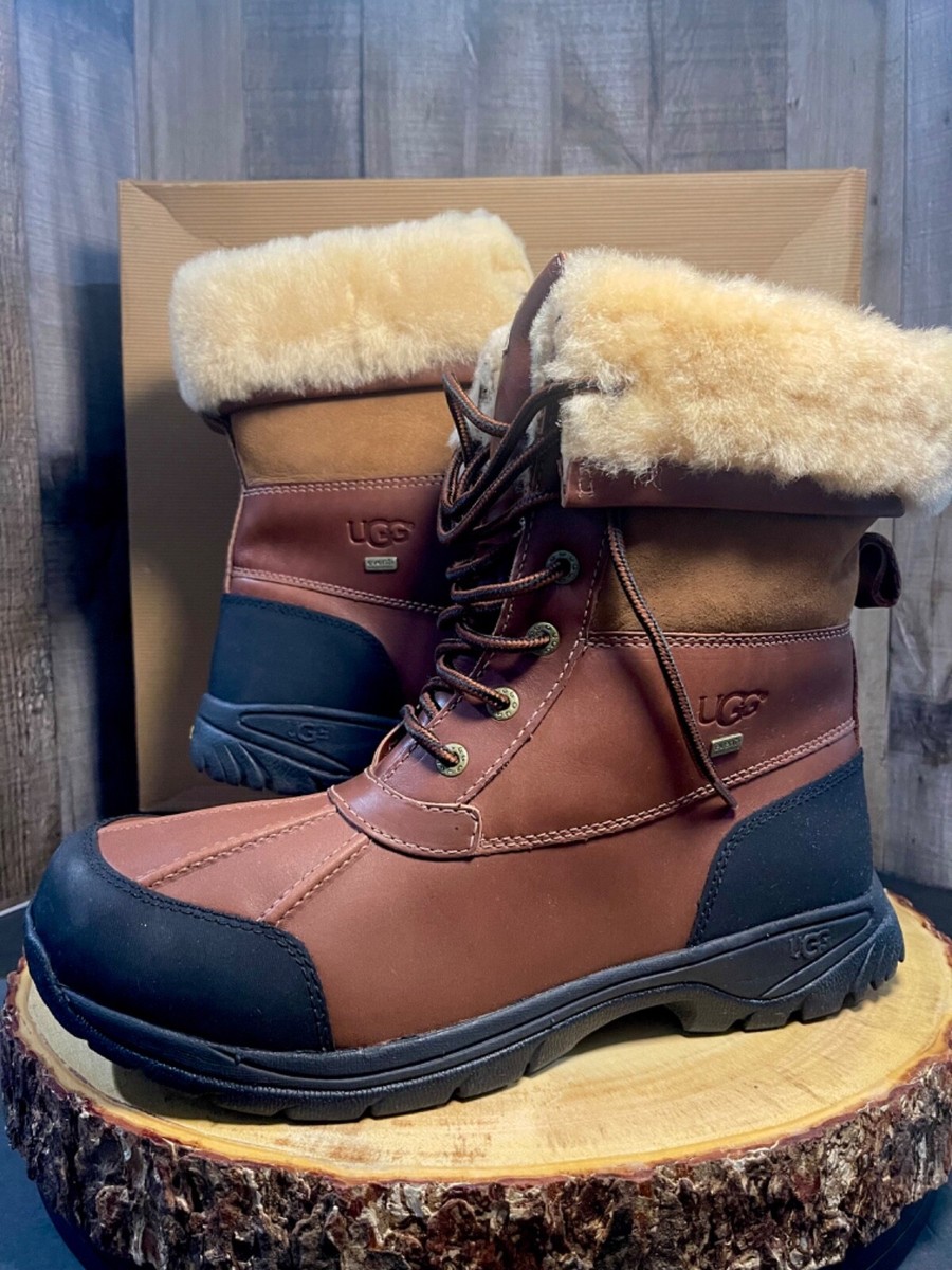 UGG Men's Butte Waterproof Leather Cold Weather Boots Chestnut