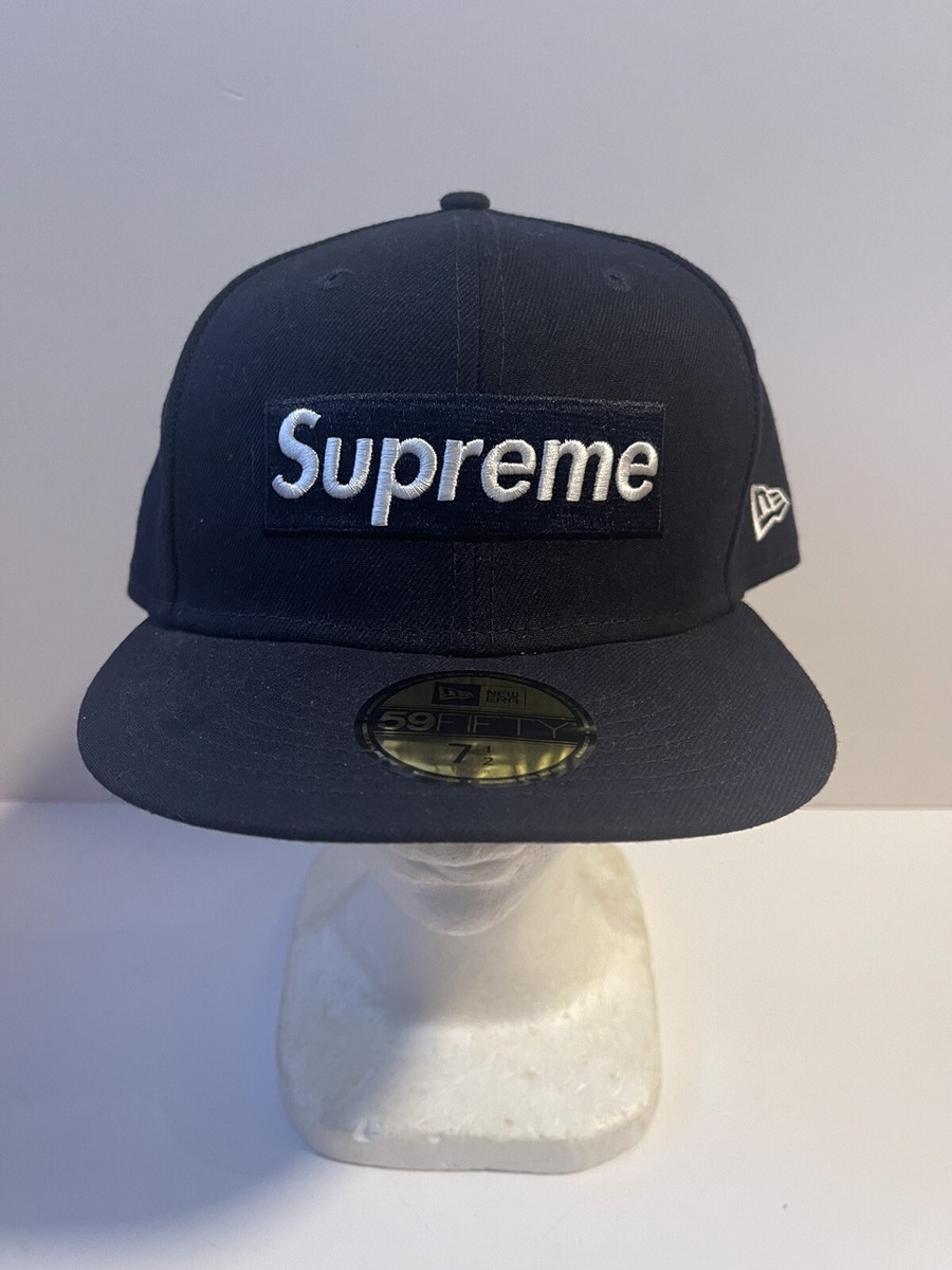 Supreme Champions Box Logo New Era Black Cap Hat 7 1/2 Navy | eBay